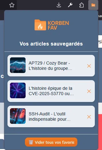 KorbenFav - Interface principale